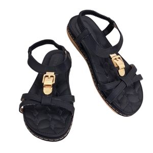 SIKETU Women's Black Summer Sandals Elastic T Strap Flip‎ Flat 8W